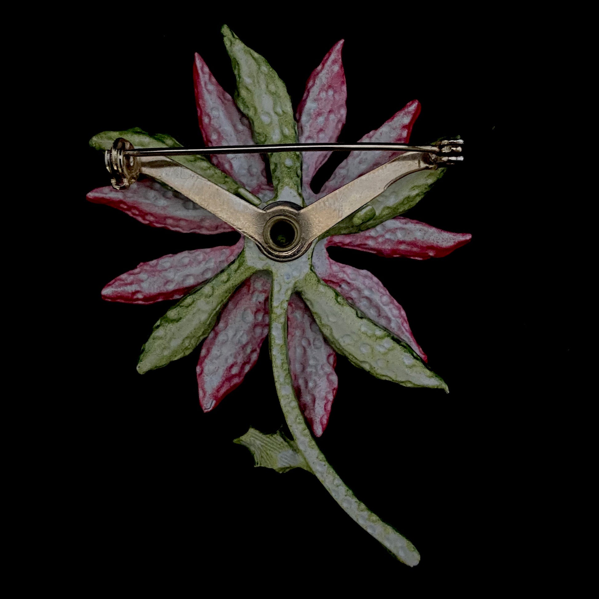 Late 60s/ Early 70s Enamel Poinsettia Brooch - Retro Kandy Vintage