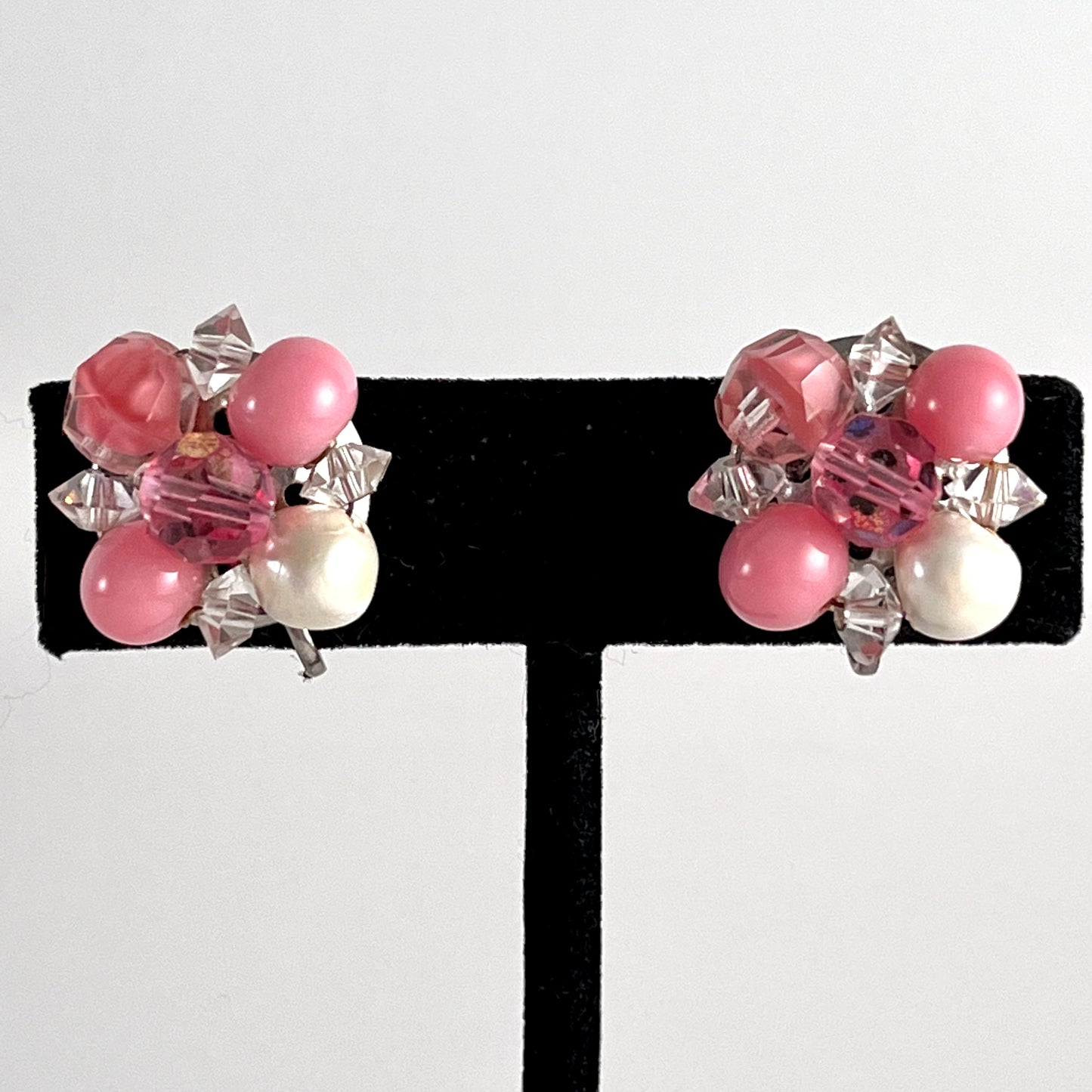 1960s Laguna Pink Bead Earrings