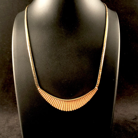 1984 Avon Pleated Crescent Necklace - Retro Kandy Vintage