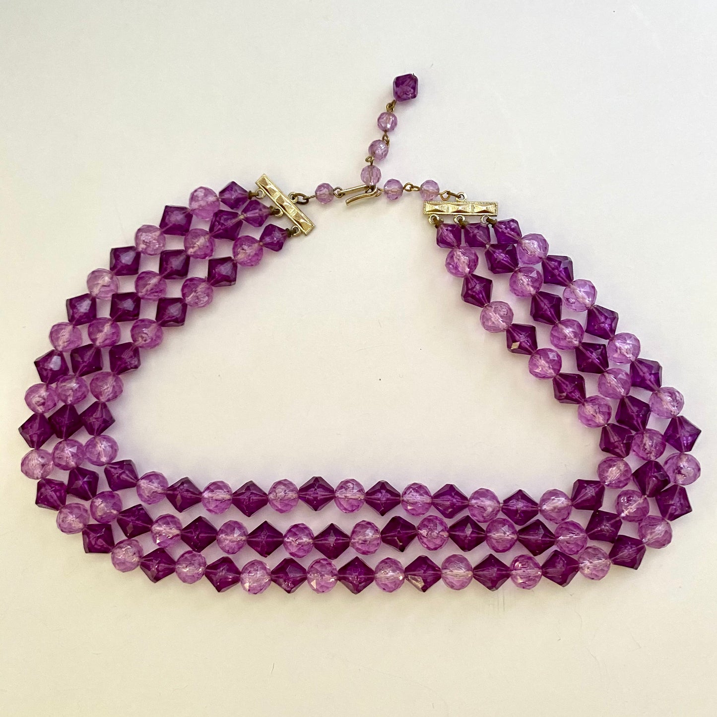 1960s Hong Kong 3-Strand Purple Necklace