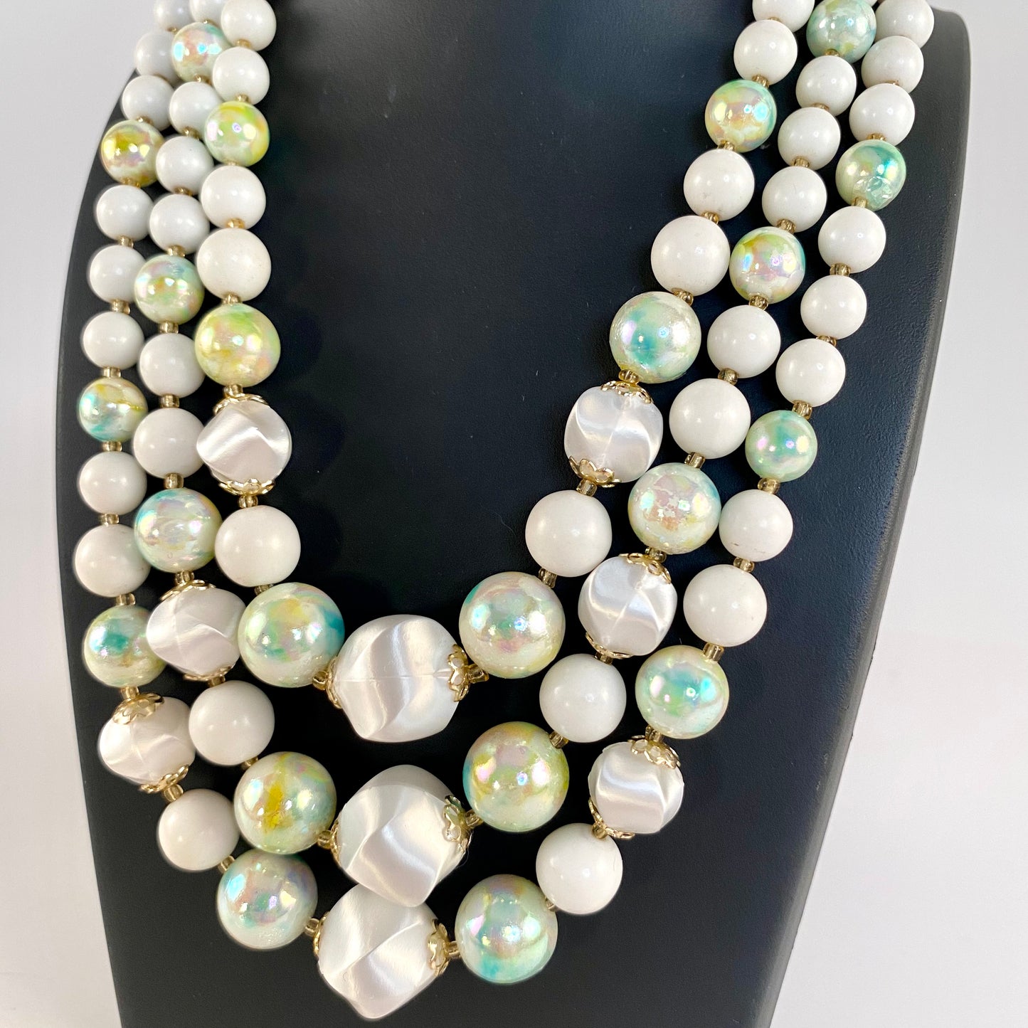 1960s Japan 3-Strand Bead Necklace