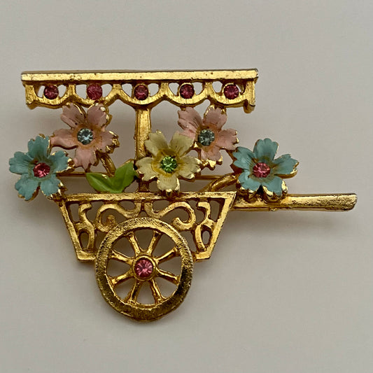 Late 60s/ Early 70s B.J Flower Cart Brooch