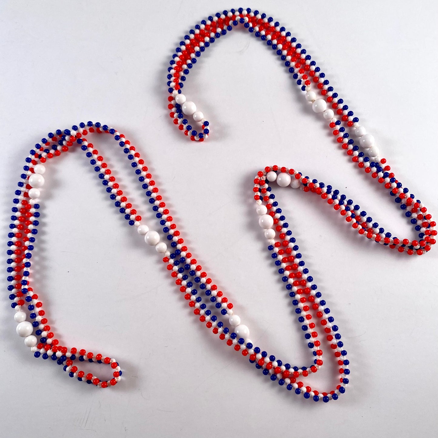 Late 60s/ Early 70s Red, White & Blue Bead Necklace