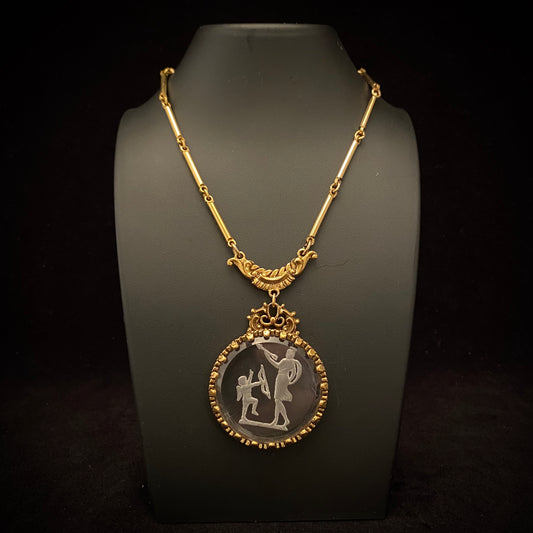 1960s Goldette Intaglio Pendant Necklace