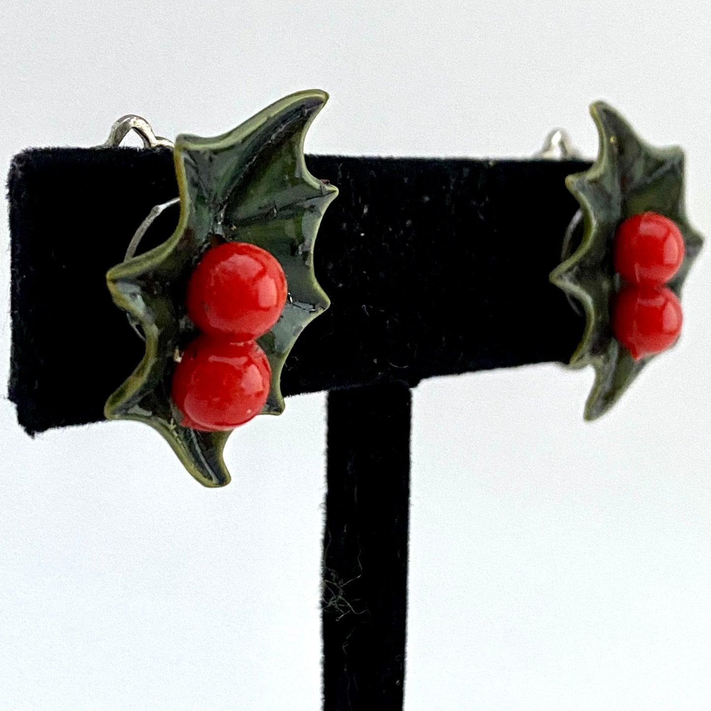 Late 50s/ Early 60s Holly Clip Earrings