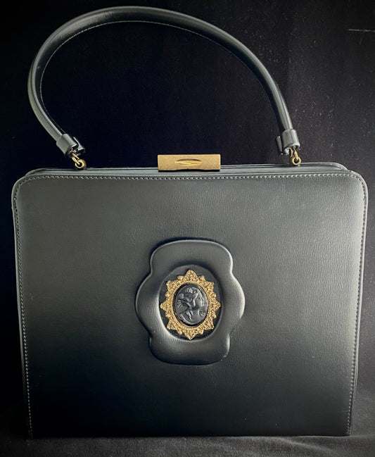 Late 50s/ Early 60s Black Cameo Handbag