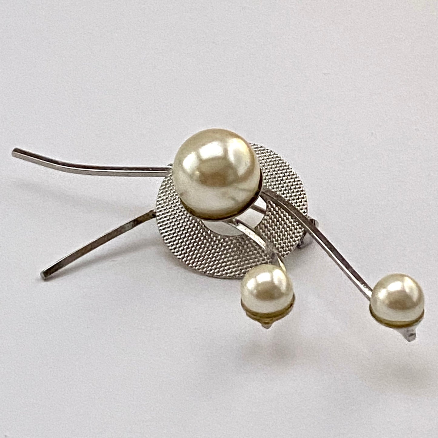 1960s Abstract Faux Pearl Brooch