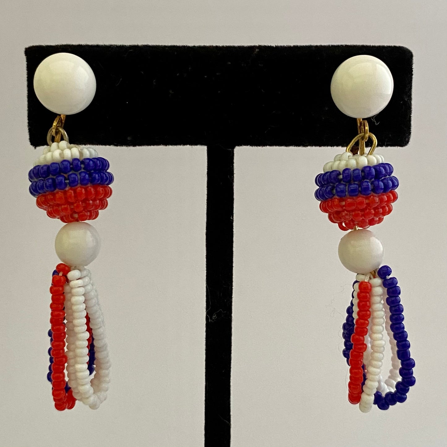 1960s Patriotic Bead Earrings