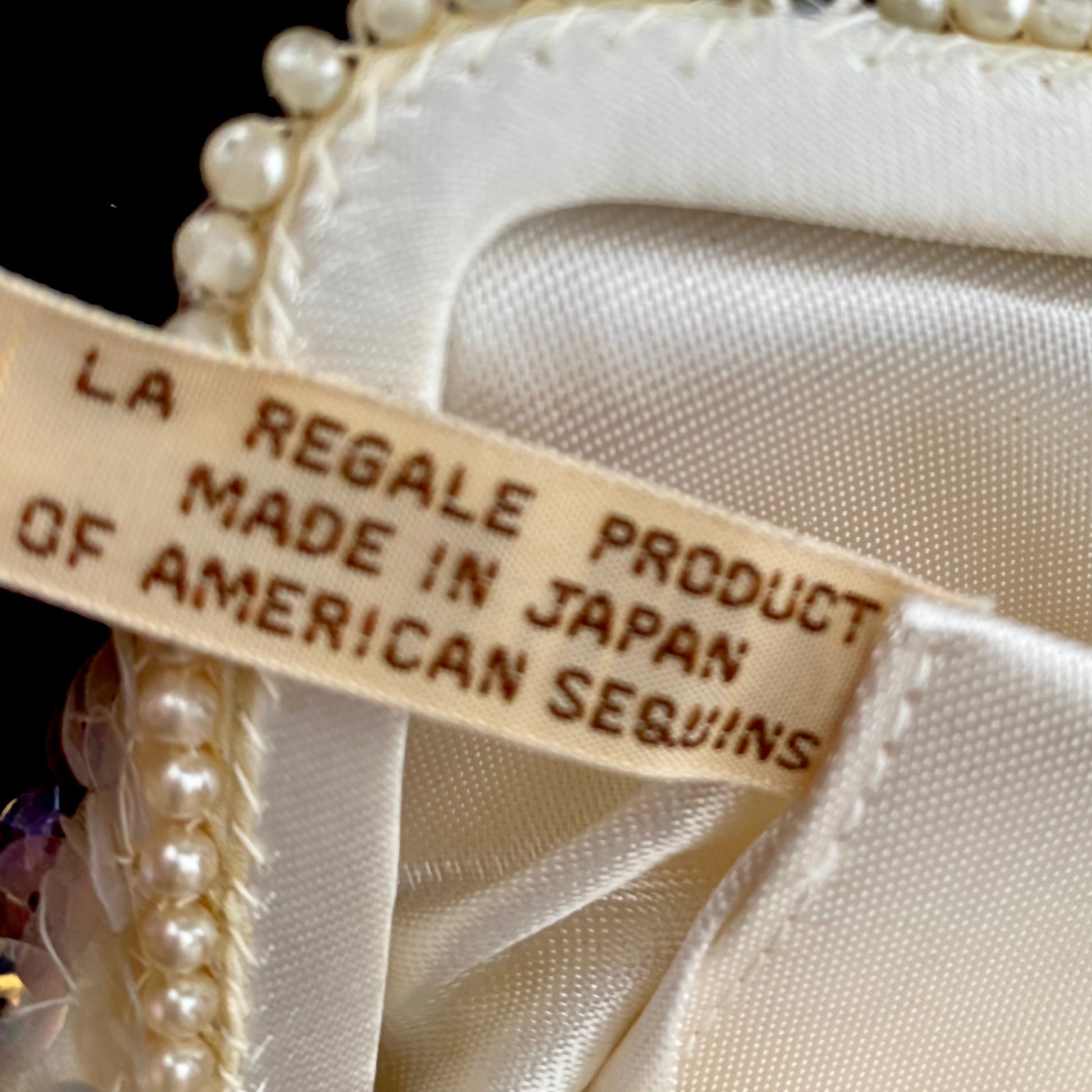 la regale white beaded purse