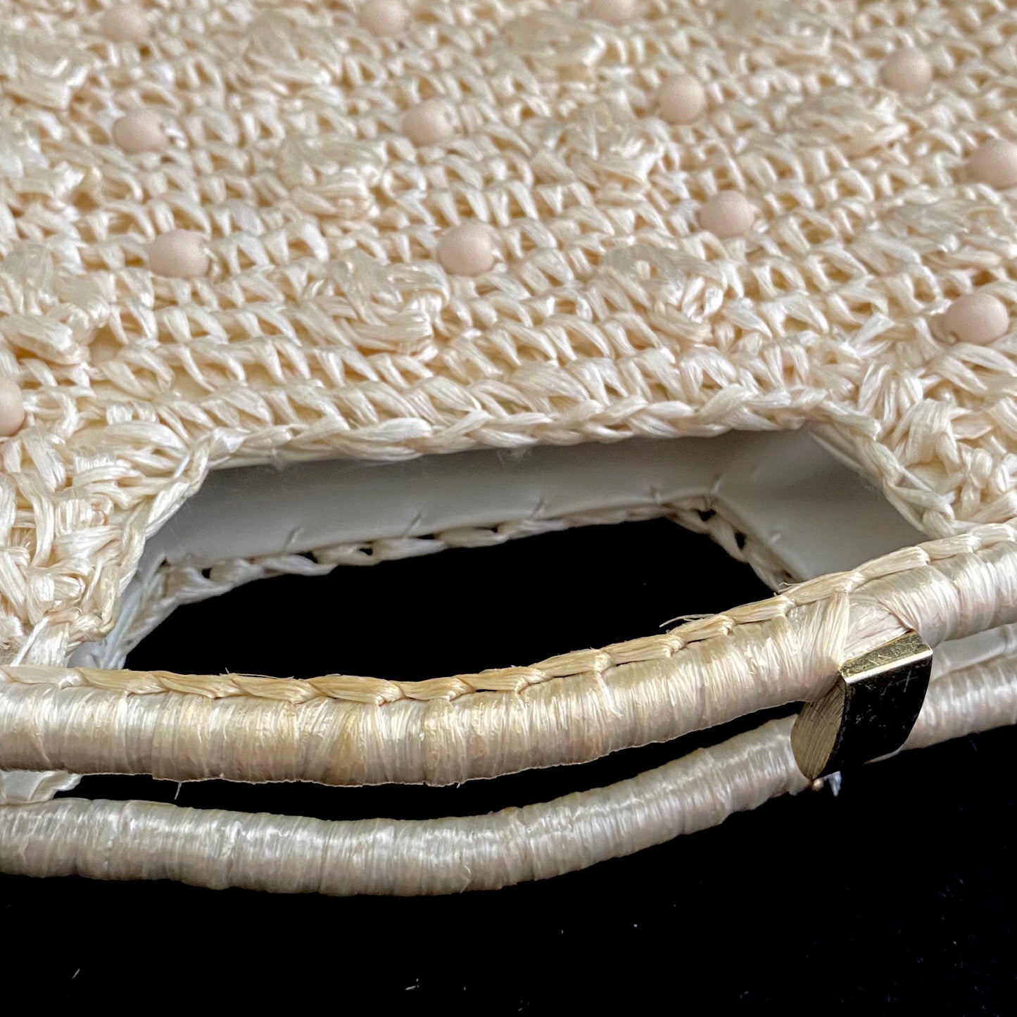 Late 60s/ Early 70s Made In Japan Raffia & Bead Bag - Retro Kandy Vintage