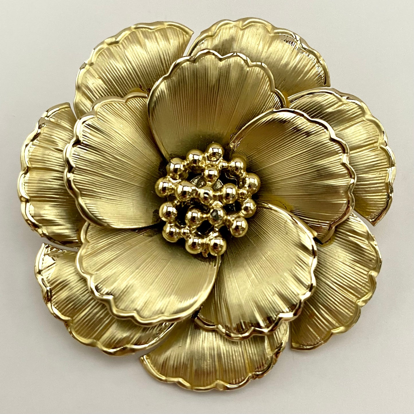 1960s Gold-Tone Metal Flower Brooch