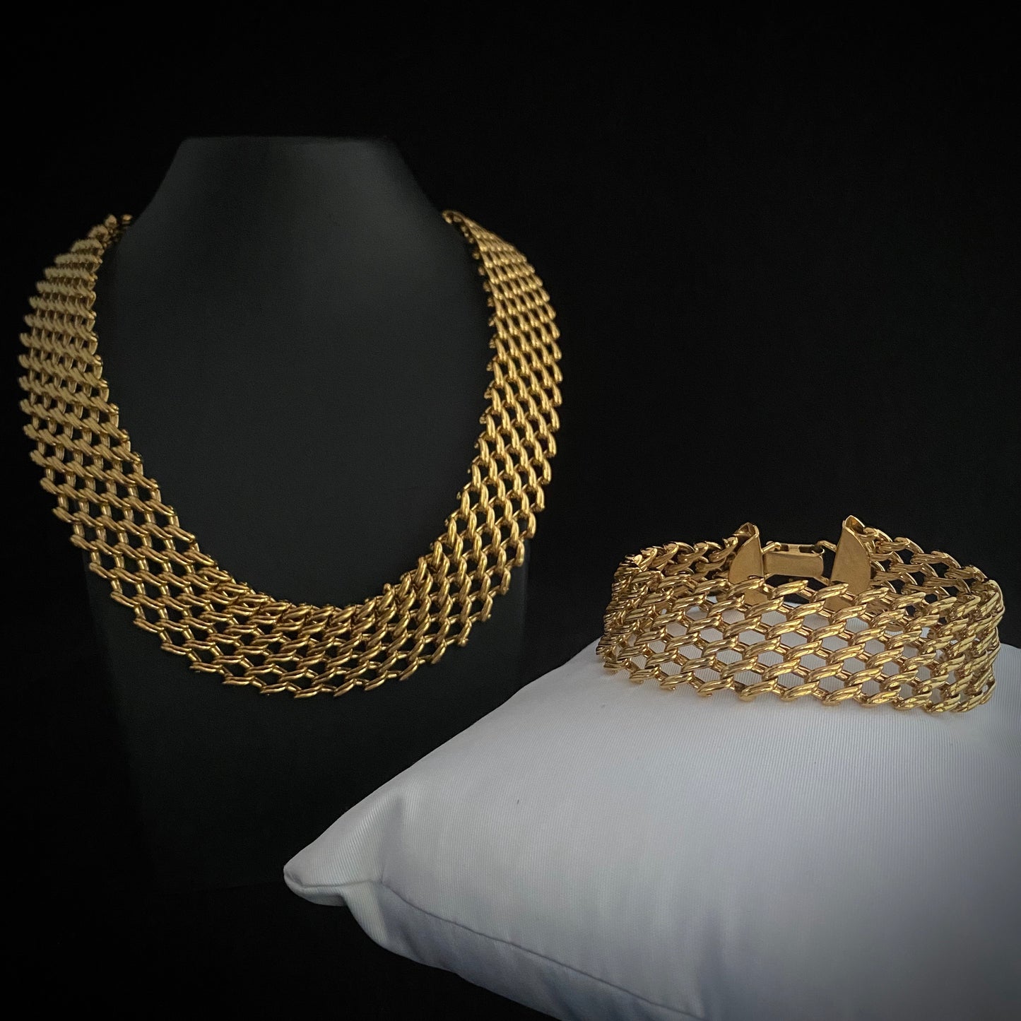 1960s Napier Open Link Mesh Necklace & Bracelet