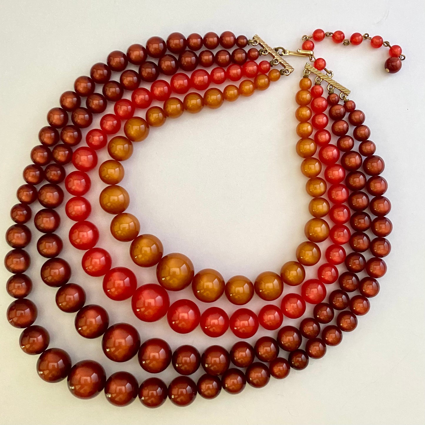 1960s 4 Strand Moonglow Bead Necklace