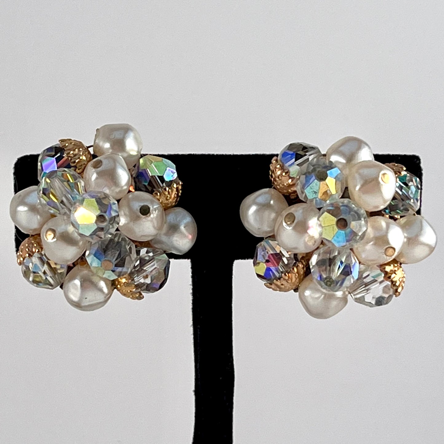 1960s Laguna Aurora Borealis Bead Earrings