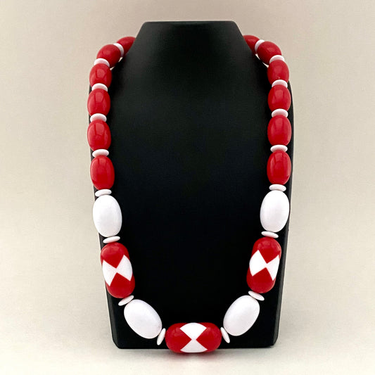 1987 Avon Sunsations Red & White Necklace