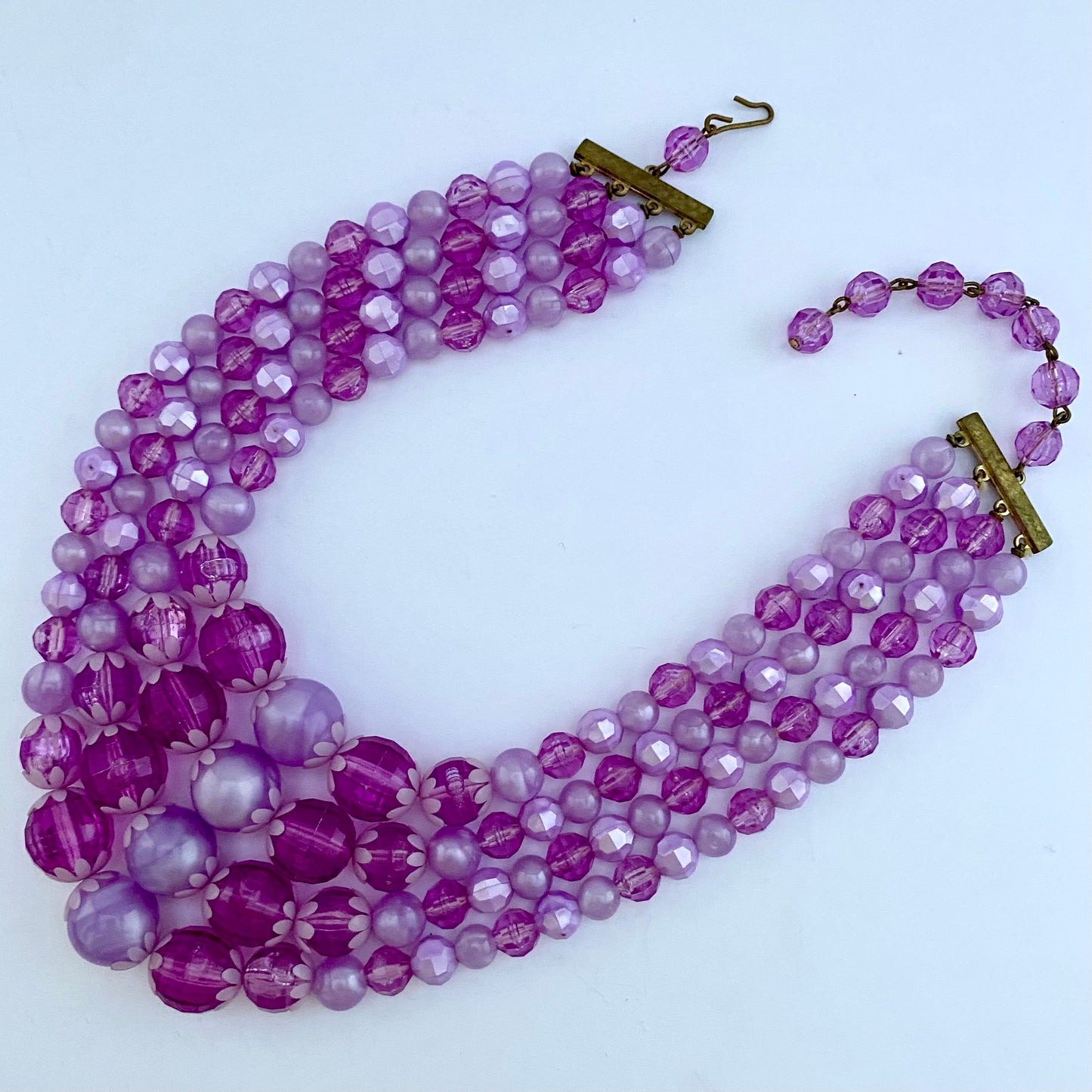 1960s 4-Strand Purple Bead Necklace