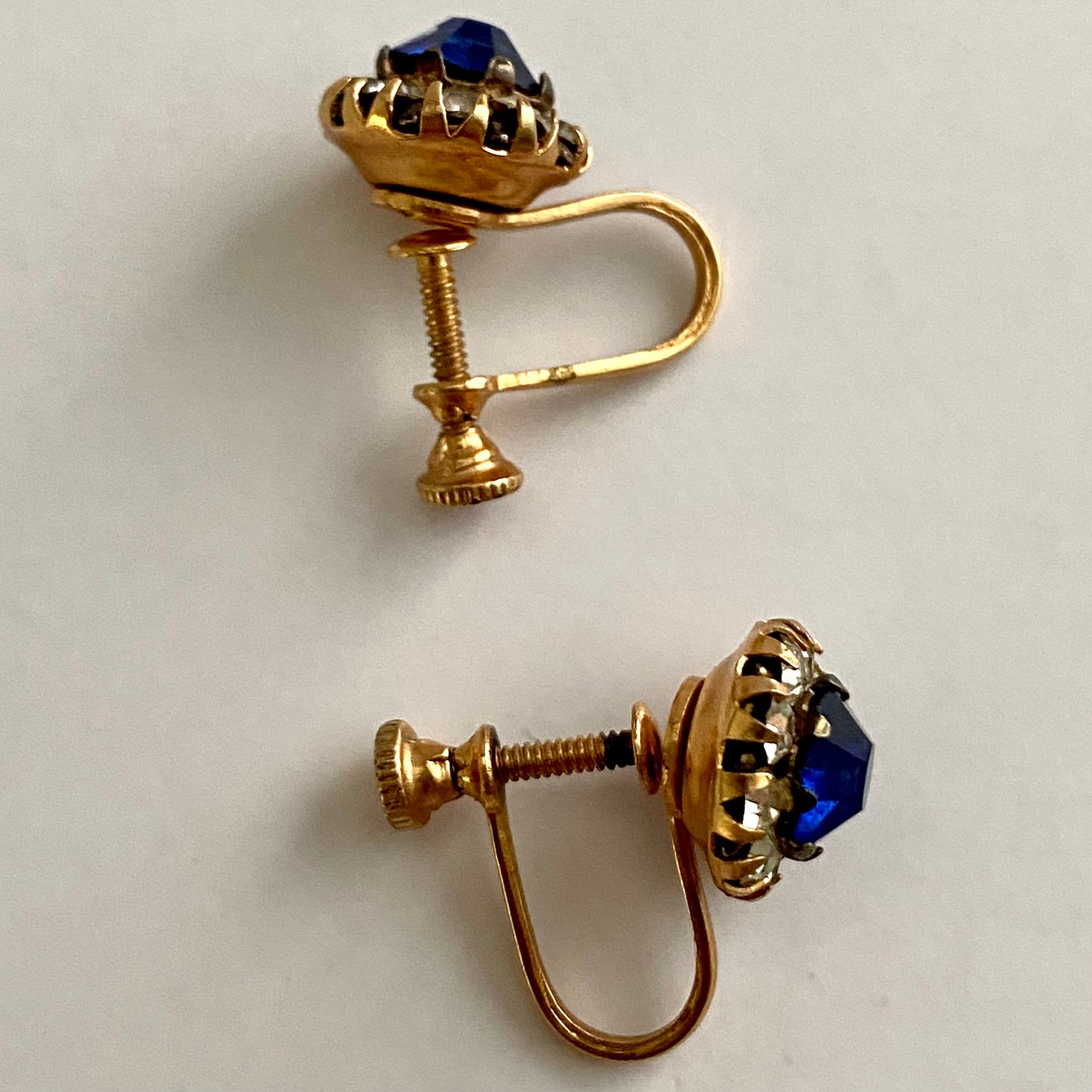 1950s Sapphire Blue Rhinestone Earrings