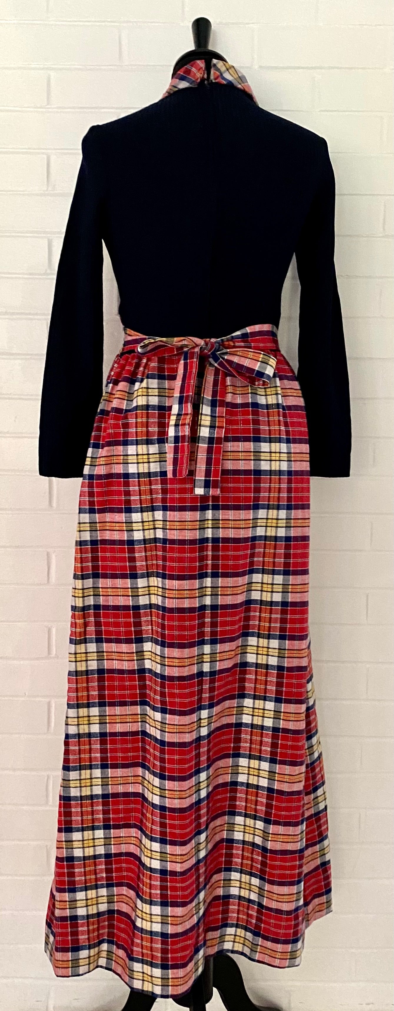 1960s Peggy Barker Plaid Maxi Dress