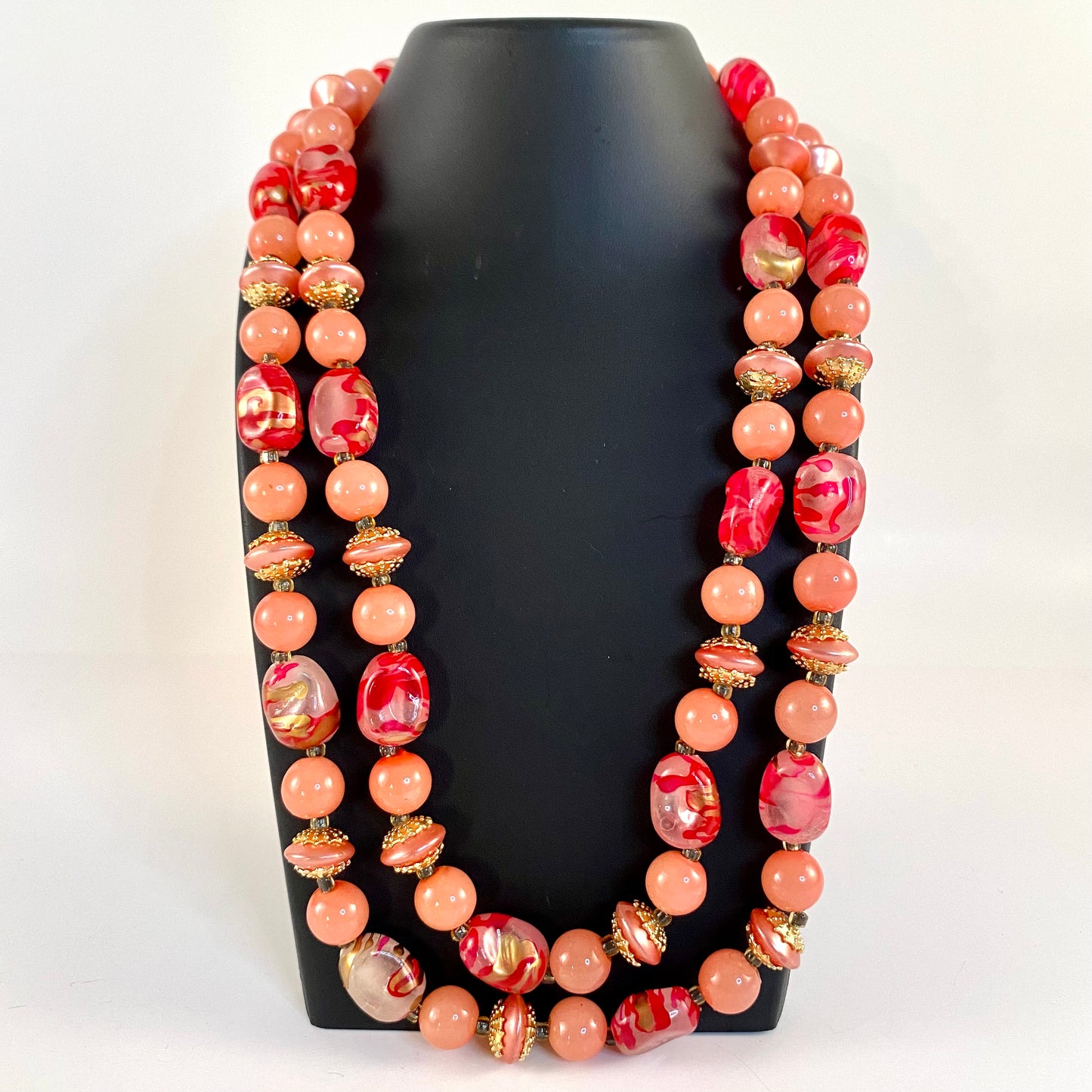 1960s Hong Kong Double Strand Bead Necklace