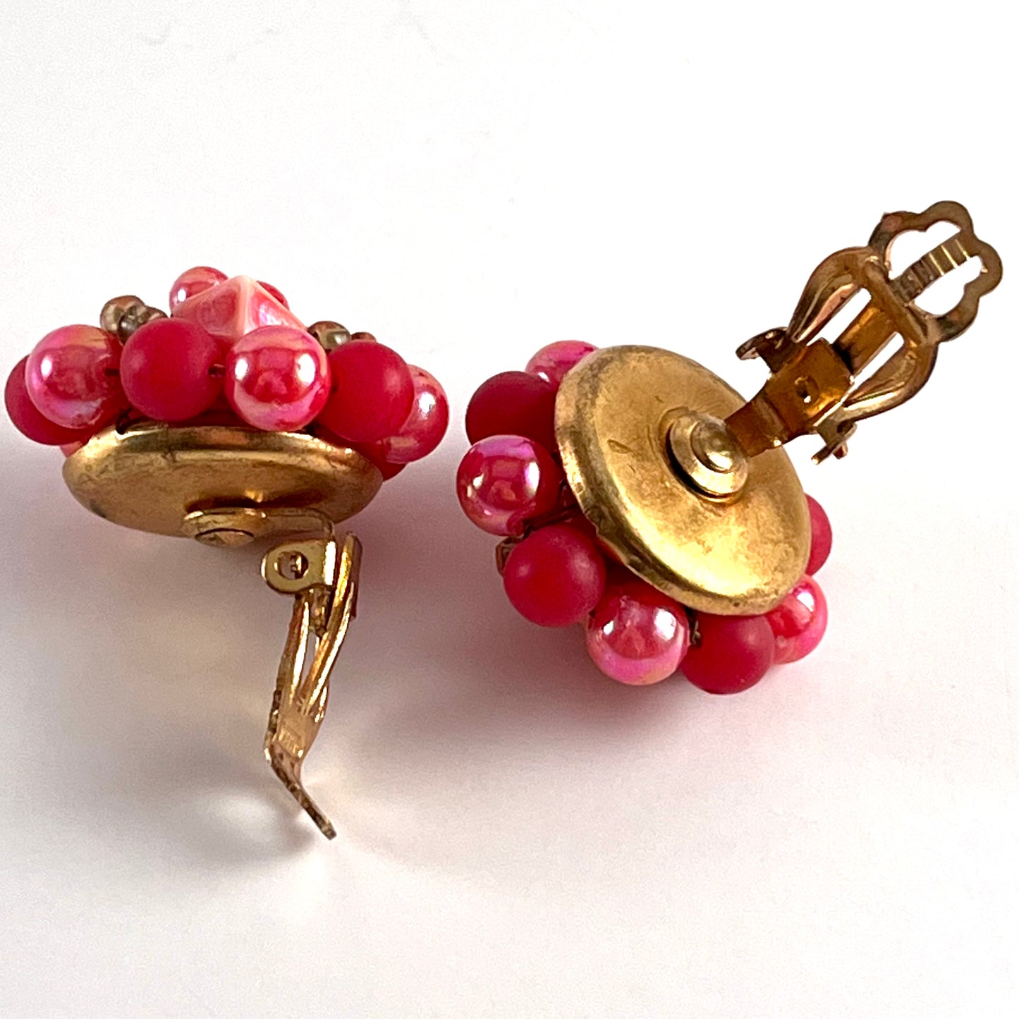 1960s Japan Pink Bead Earrings