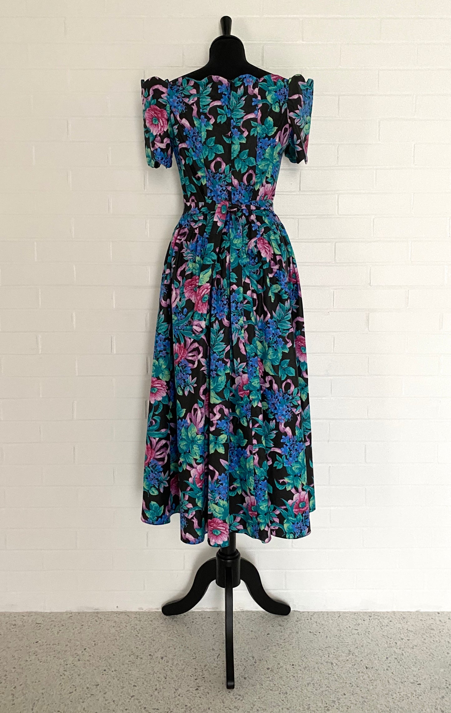 1980s Expo Flowered Party Dress
