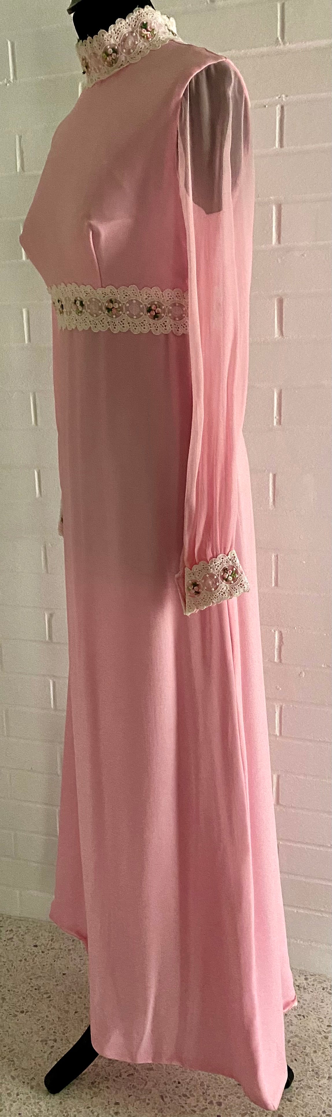 Late 50s/ Early 60s Pink Chiffon Maxi Dress