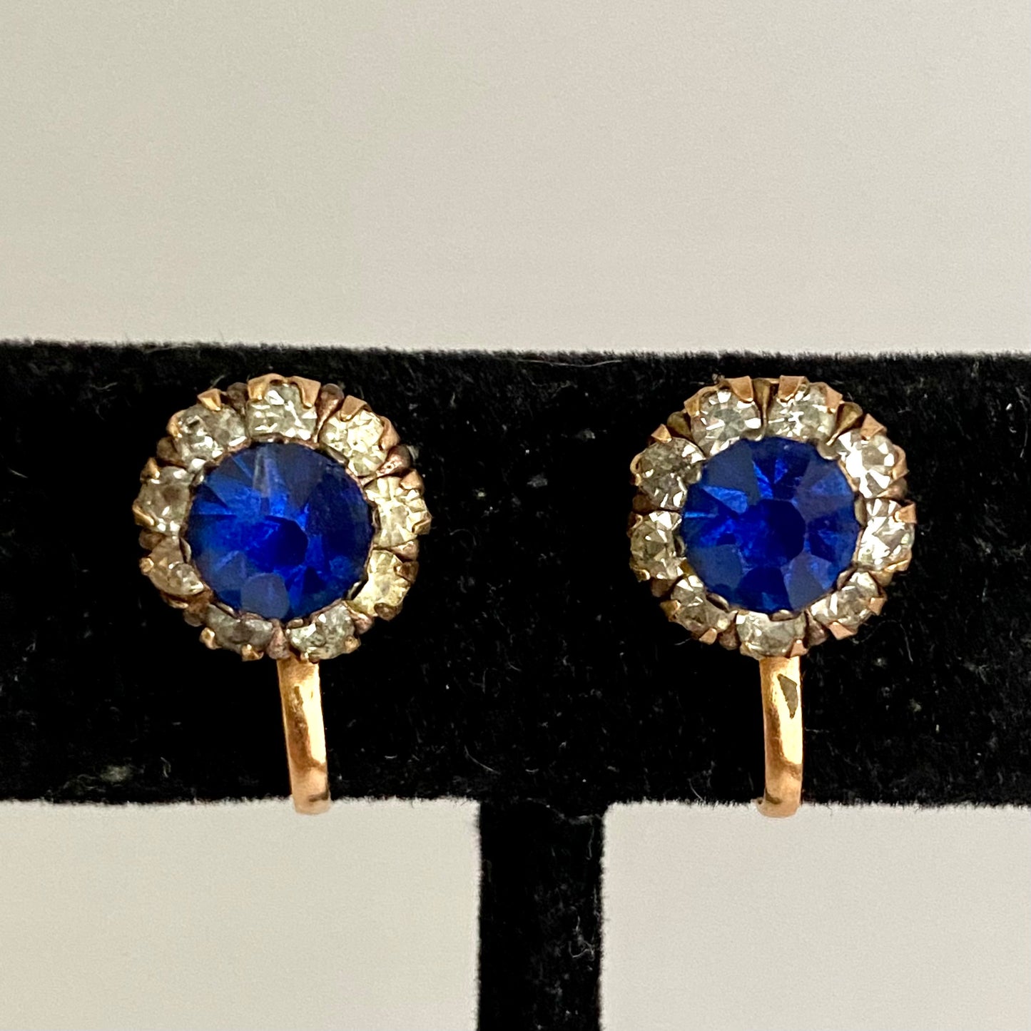 1950s Sapphire Blue Rhinestone Earrings