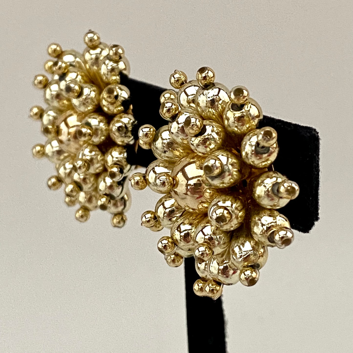 1960s Gold Flower Bead Earrings