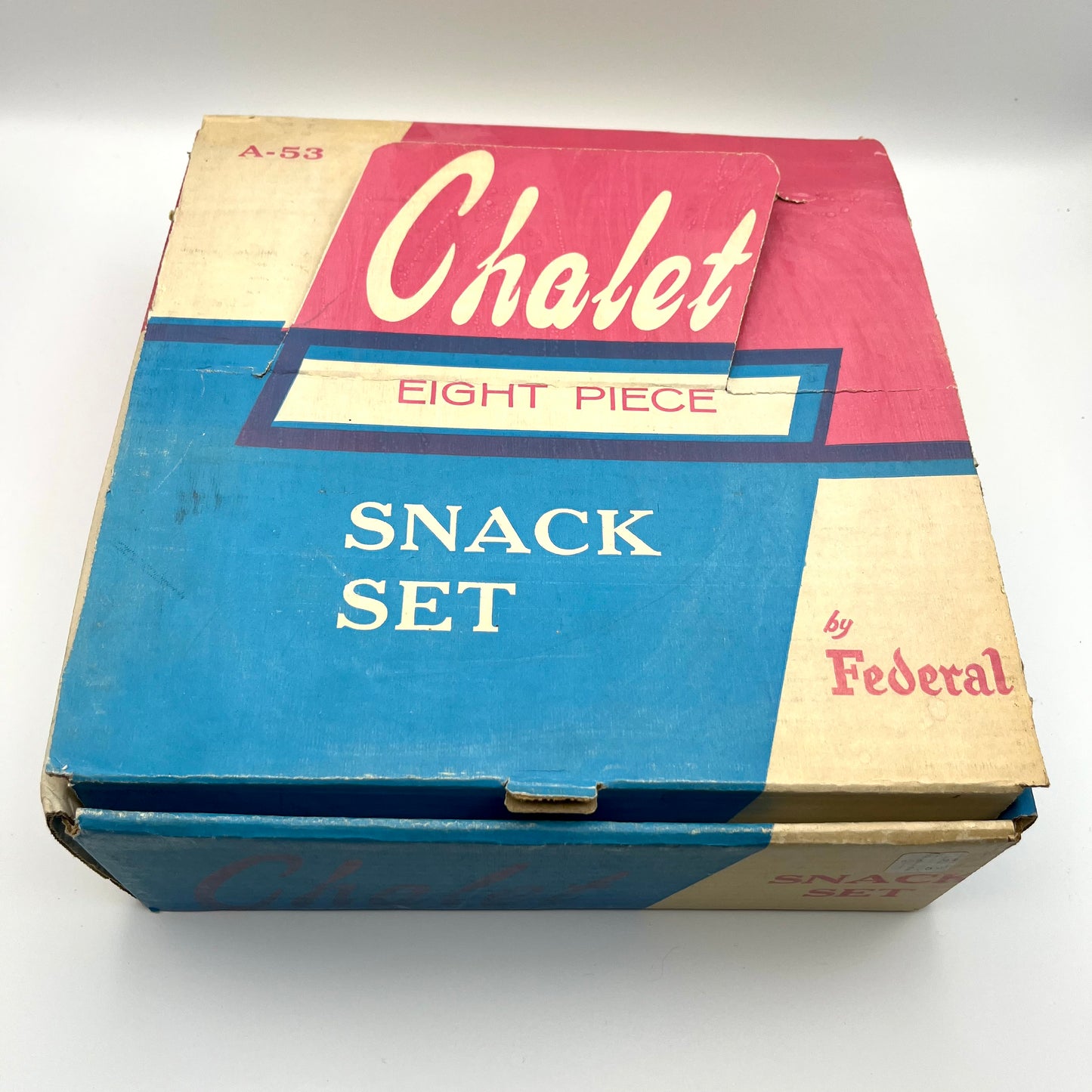1950s Federal Glass, Chalet Snack Set in Original Box