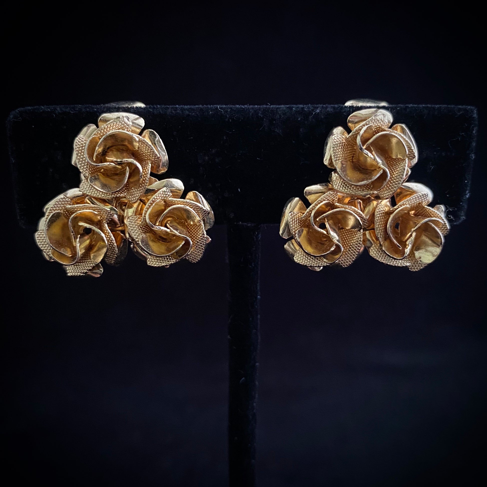 1960s Coro Gold Rose Earrings - Retro Kandy Vintage