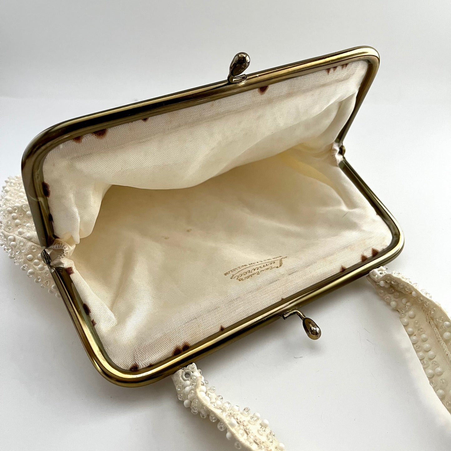 1950s Lumured Ivory Beaded Handbags