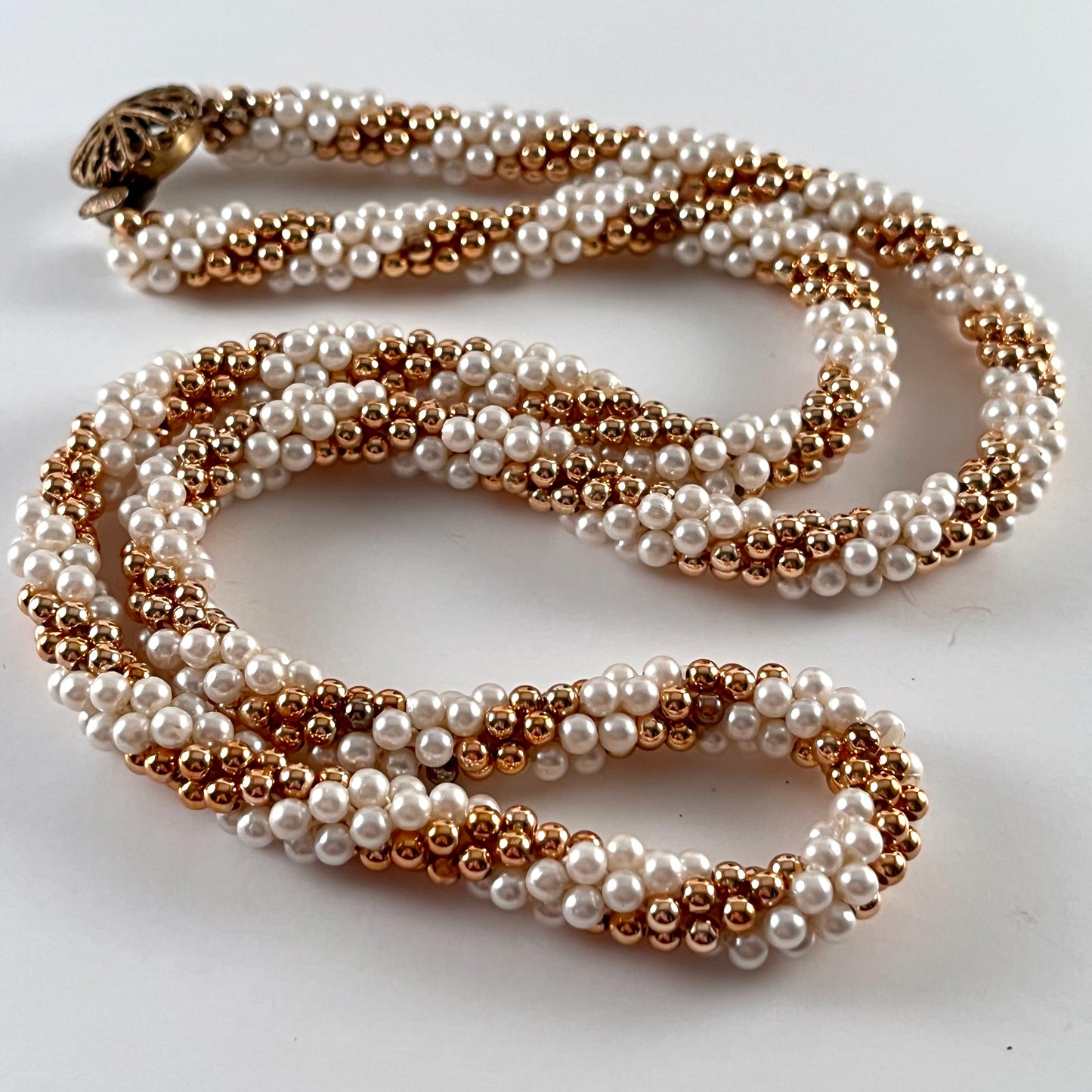 1960s Woven Bead Rope Necklace