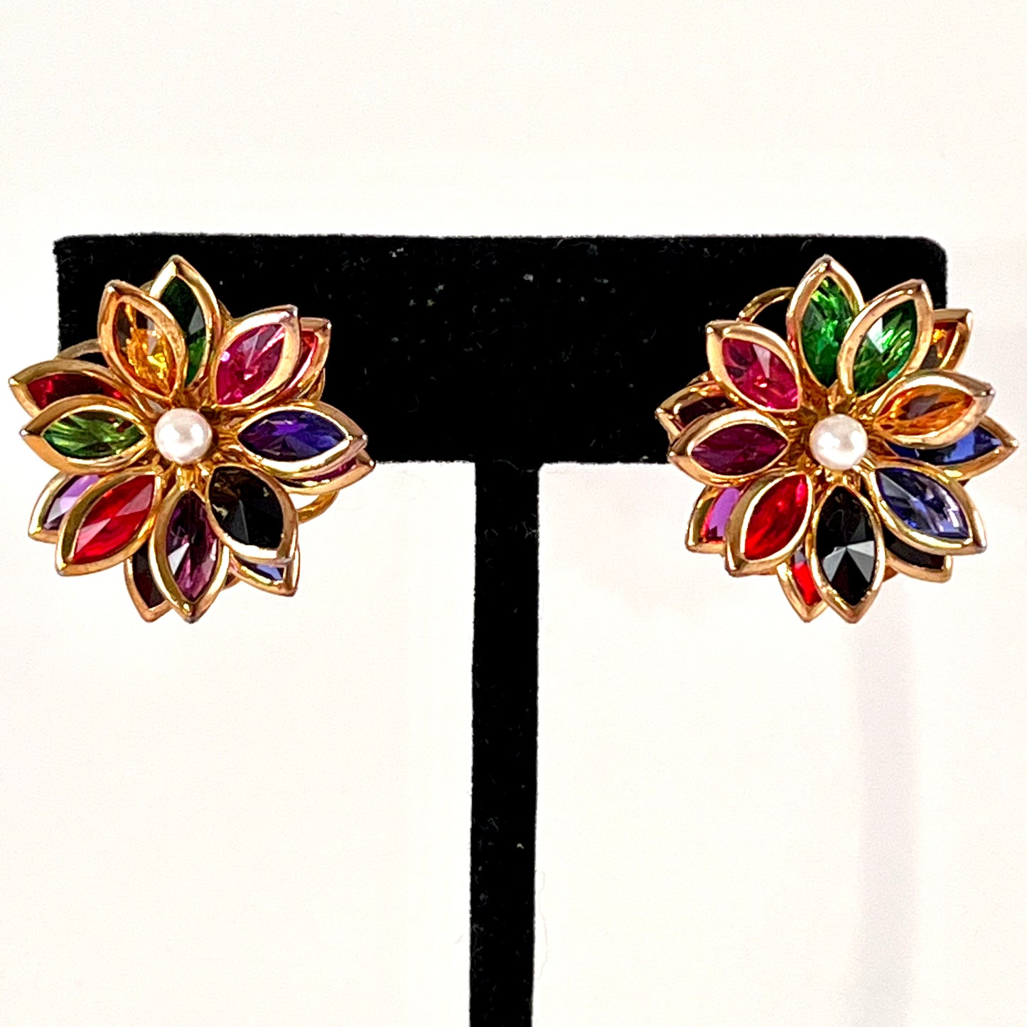 Late 70s/ Early 80s Multi-Color Flower Earrings