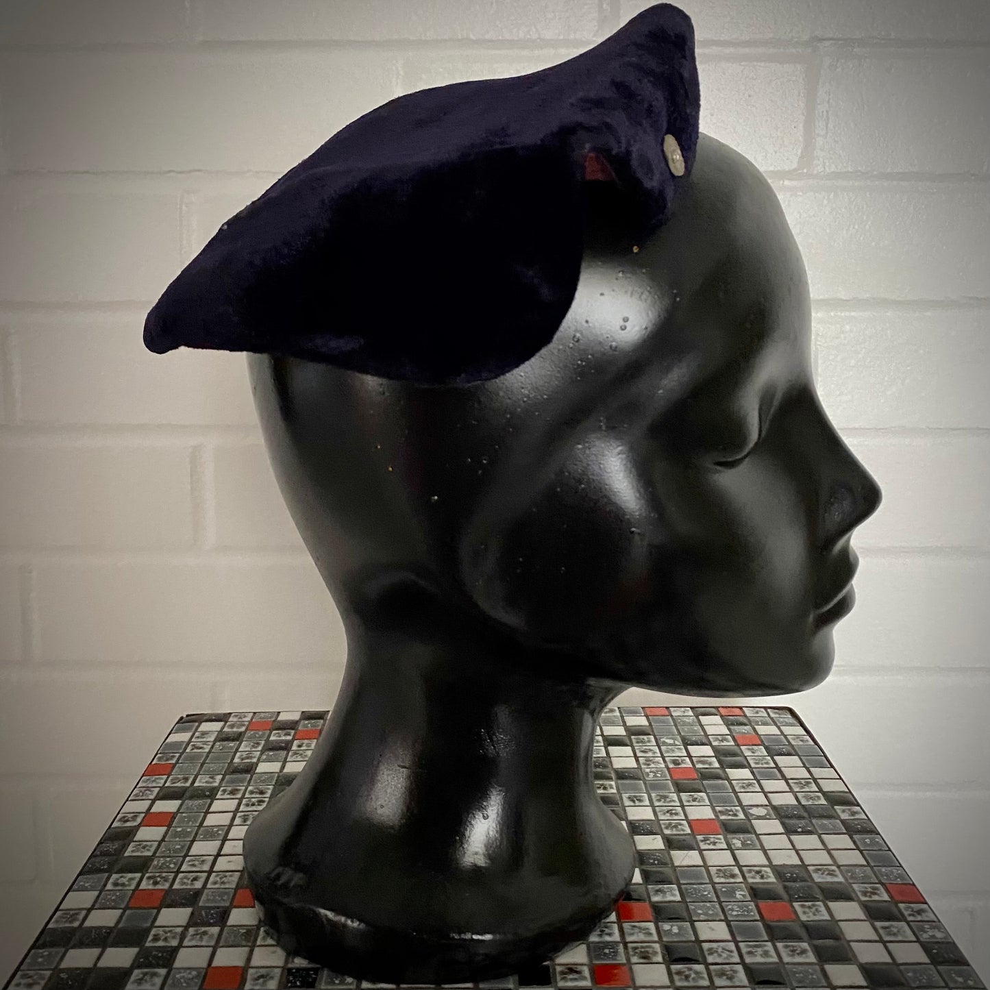 1950s Navy Blue Velvet Calot Hat