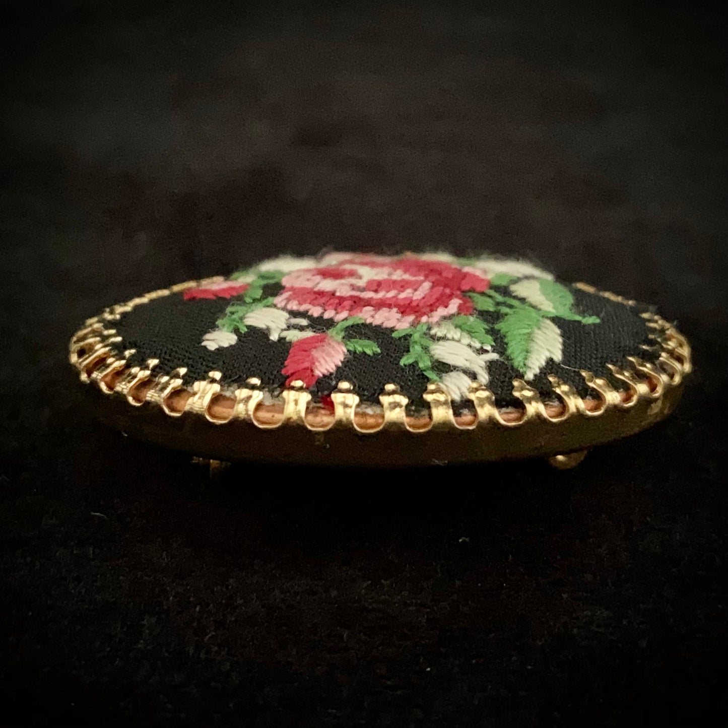 Late 70s/ Early 80s Petit Point Embroidered Brooch