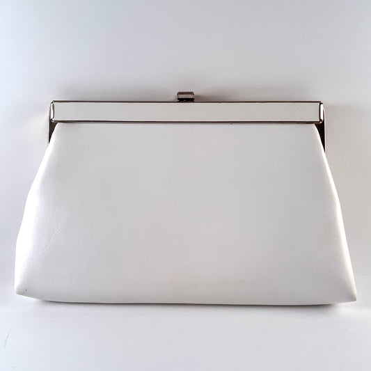 1960s HL White Clutch With Optional Chain Handle