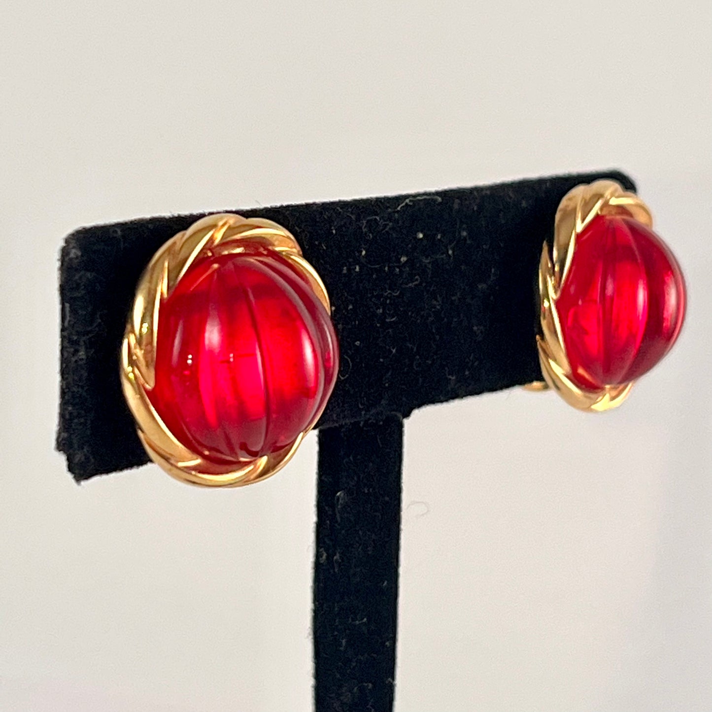 1986 Avon Raj Earrings -Ruby