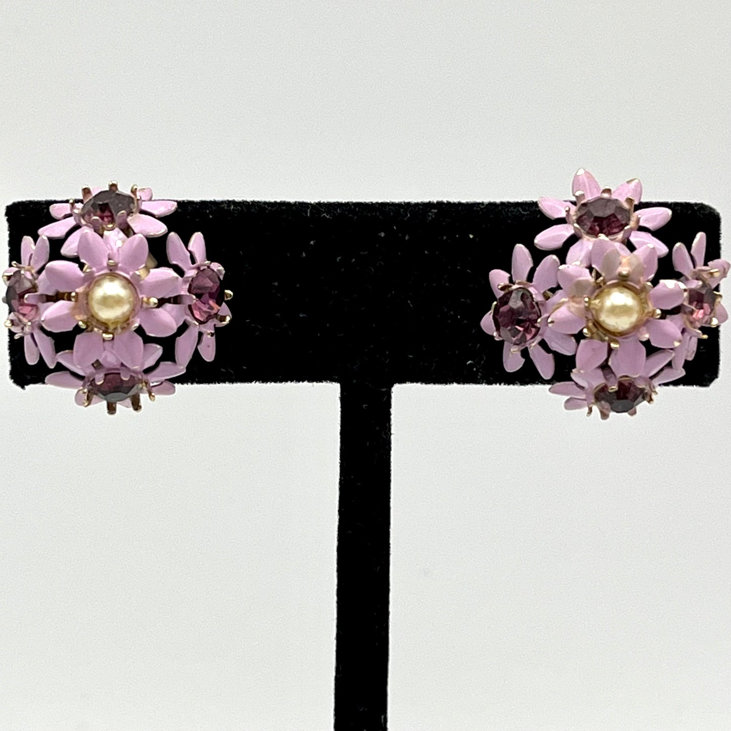 Late 50s/ Early 60s Lilac Enamel Earrings