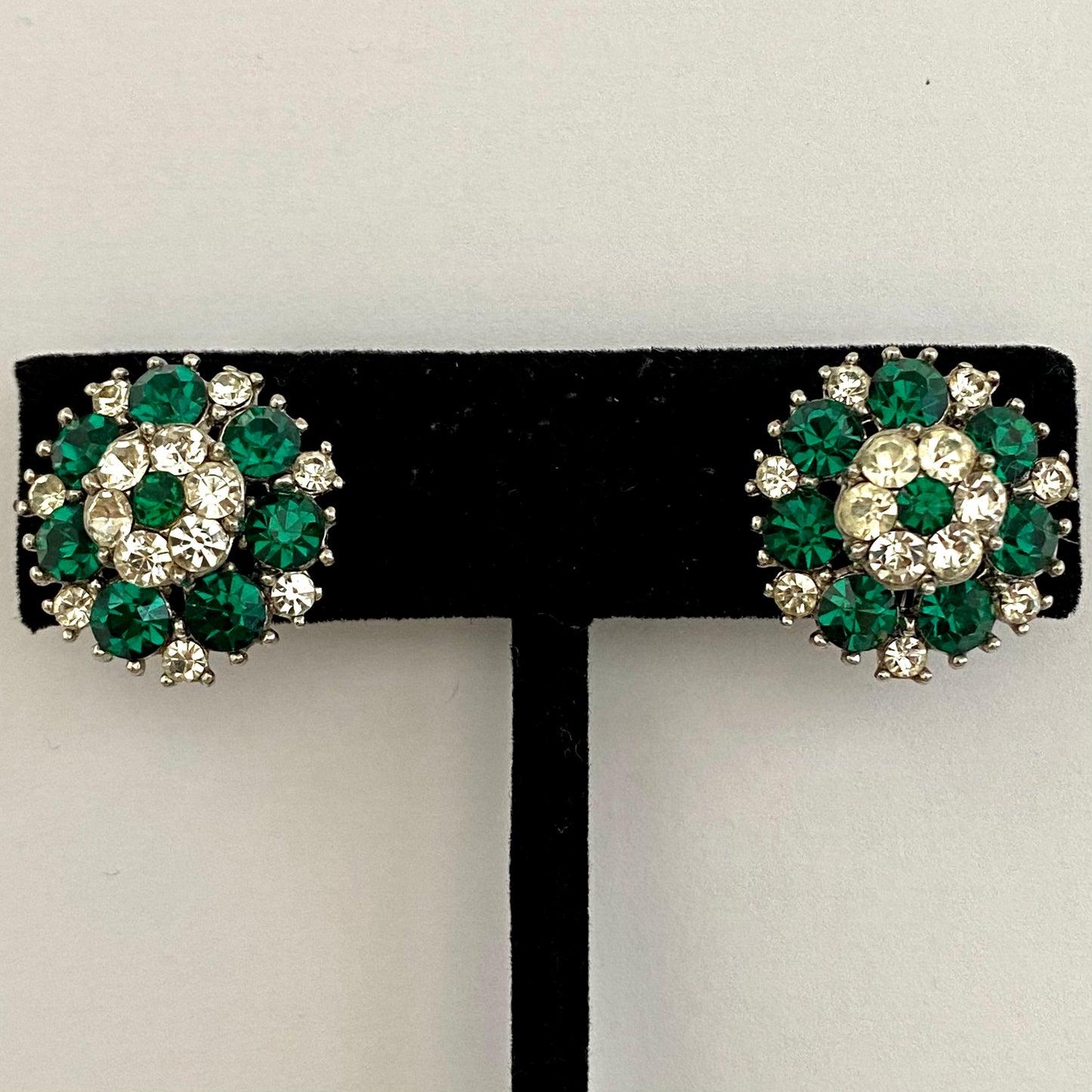1960s Crown Trifari Rhinestone Earrings