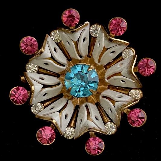 1950s Coro Rhinestone Flower Brooch - Retro Kandy Vintage