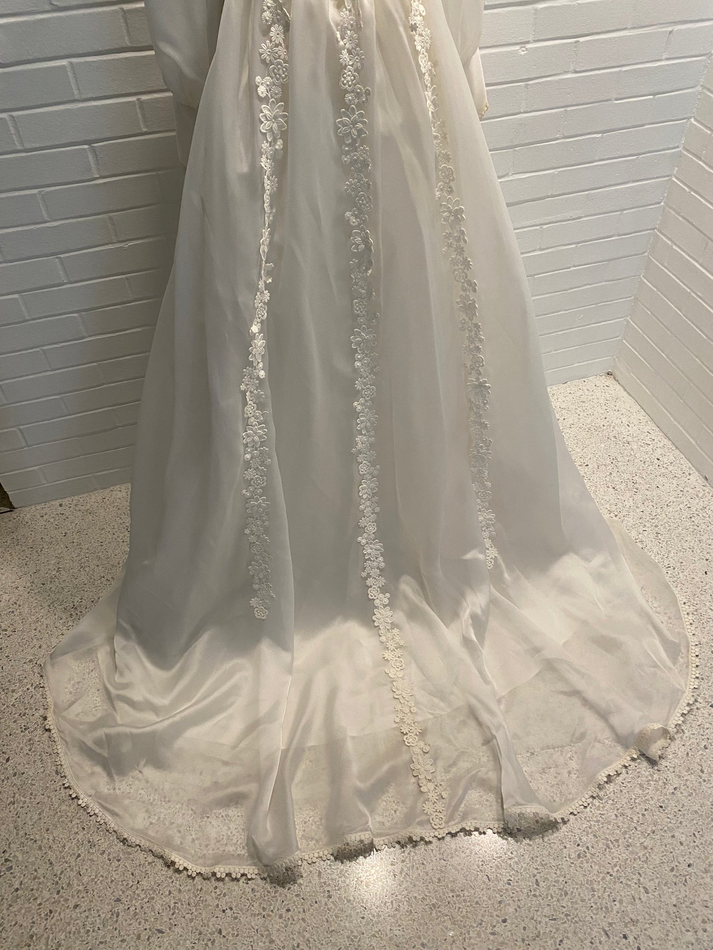 Late 60s/ Early 70s Bridal Originals Wedding Dress, Detachable Train & Veil