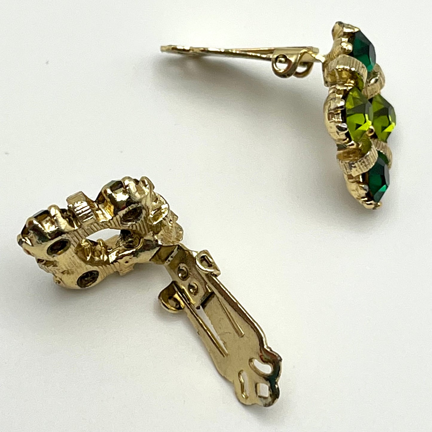 1960s Green Rhinestone Earrings