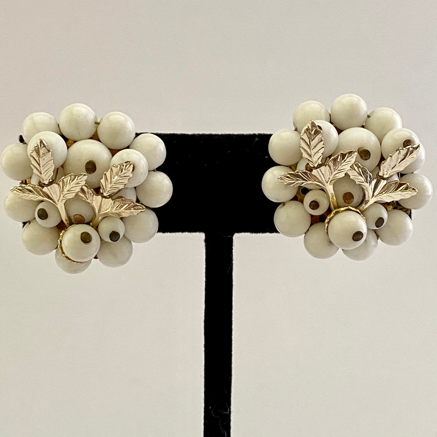 1960s Japan White Bead Earrings
