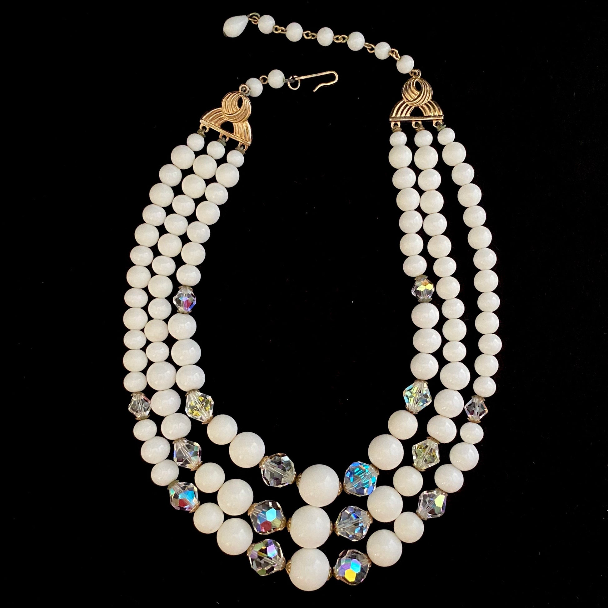 Late 50s/ Early 60s Laguna Glass Bead & Crystal Necklace - Retro Kandy Vintage