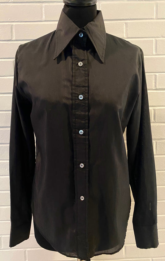 1960s Shirt Accent Black Blouse