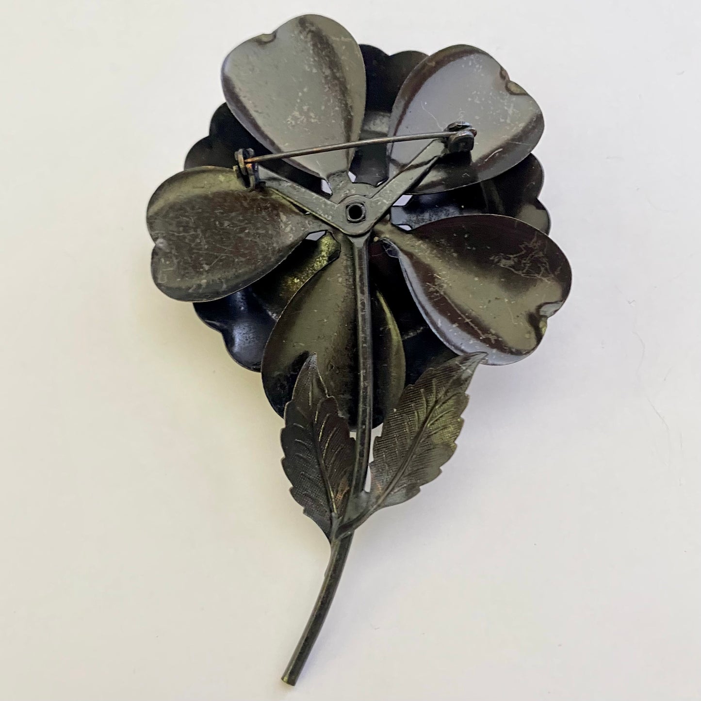 1960s Bronzed Metal Flower Brooch