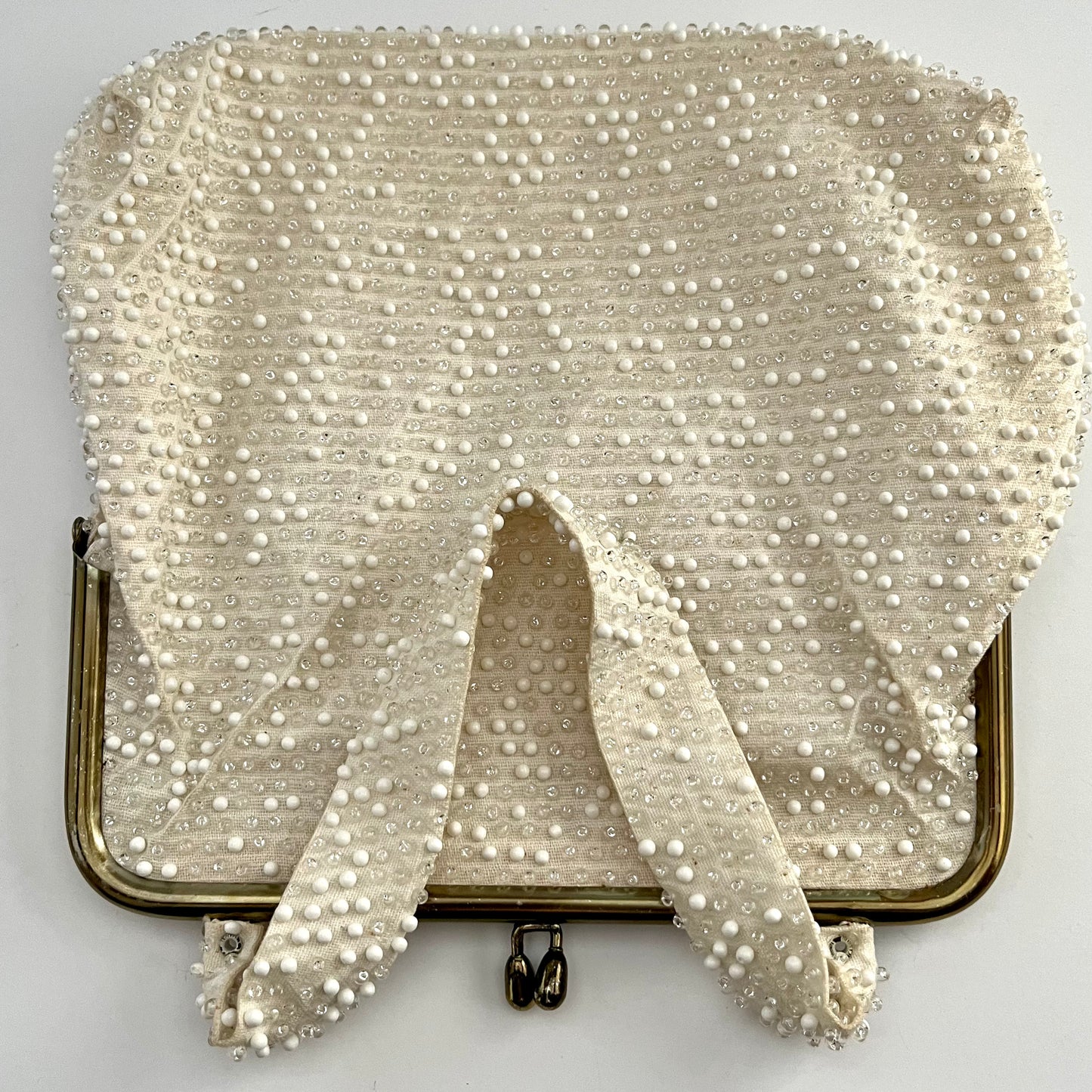 1950s Lumured Ivory Beaded Handbags