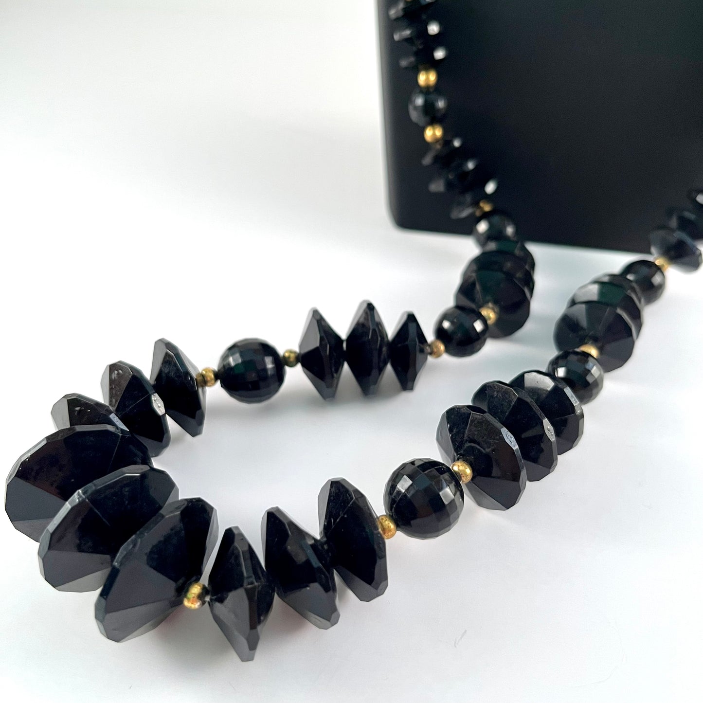 1980s Unique Black Bead Necklace