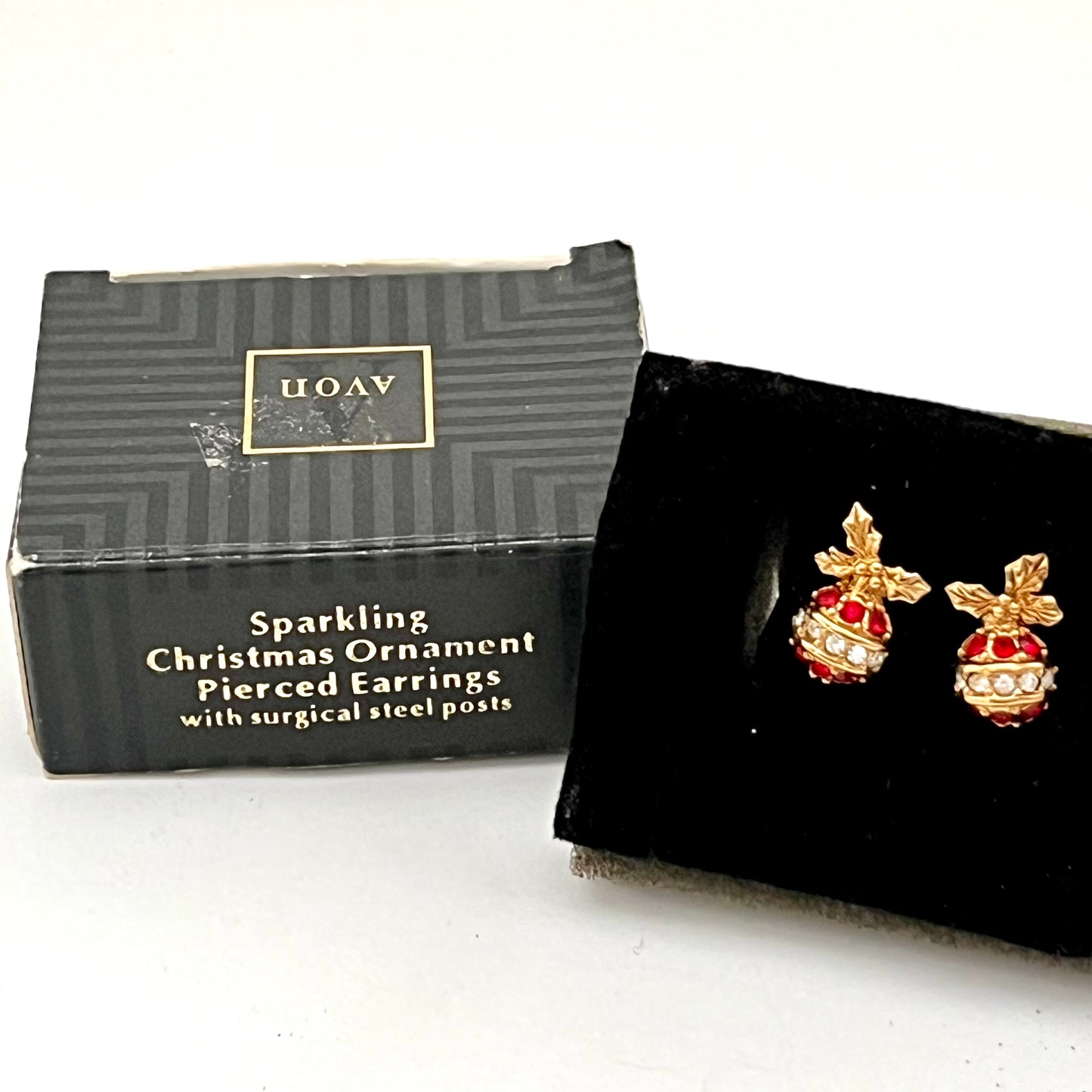 1992 Avon Sparkling Christmas Ornament Earrings