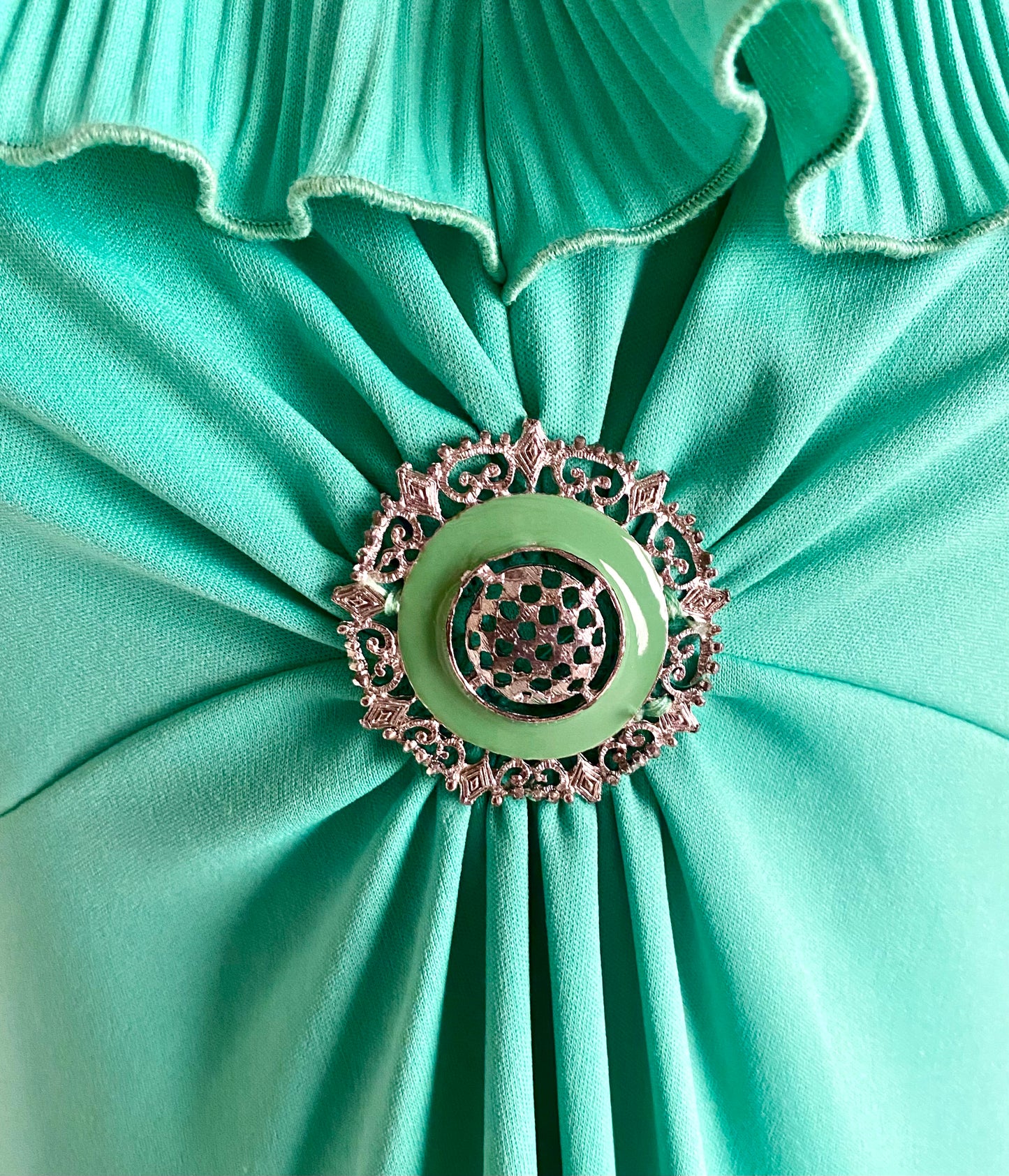 1960s Mermaid Green Maxi Dress
